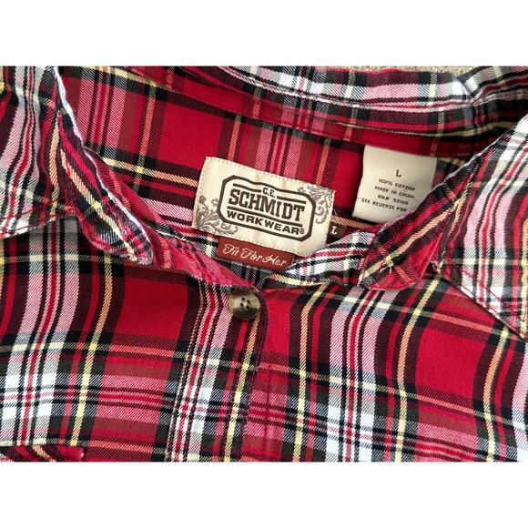 Bleach Dyed Plaid Shirt, Schmidt for Women Large Shirt, OOAK Bleached Shirt - Picture 3 of 4